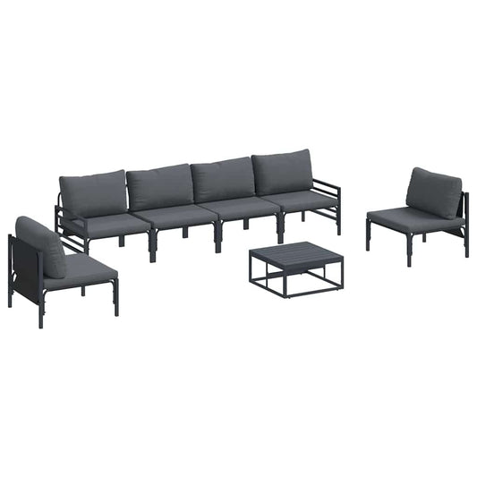 vidaXL Garden Sofa Set 7 pcs Black Steel 2