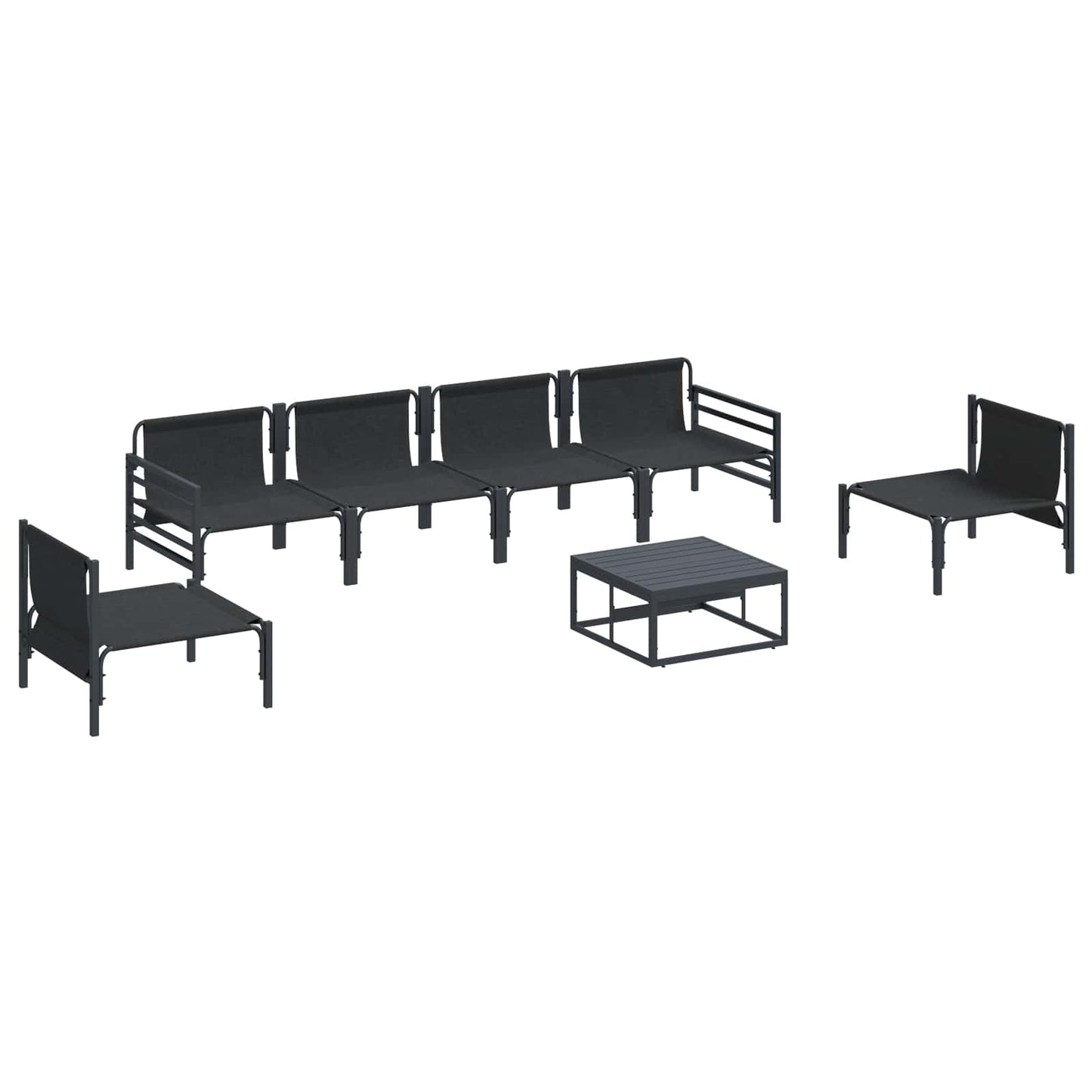 vidaXL Garden Sofa Set 7 pcs Black Steel 6