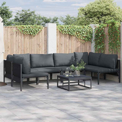 vidaXL Garden Sofa Set 7 pcs Black Steel 1