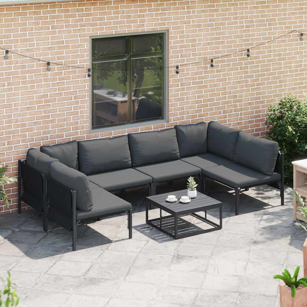 vidaXL Garden Sofa Set 7 pcs Black Steel 3