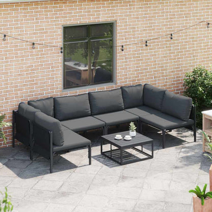vidaXL Garden Sofa Set 7 pcs Black Steel 3