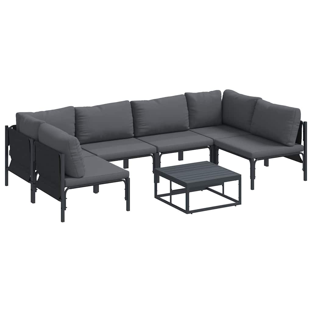 vidaXL Garden Sofa Set 7 pcs Black Steel 2