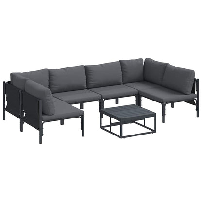 vidaXL Garden Sofa Set 7 pcs Black Steel 2