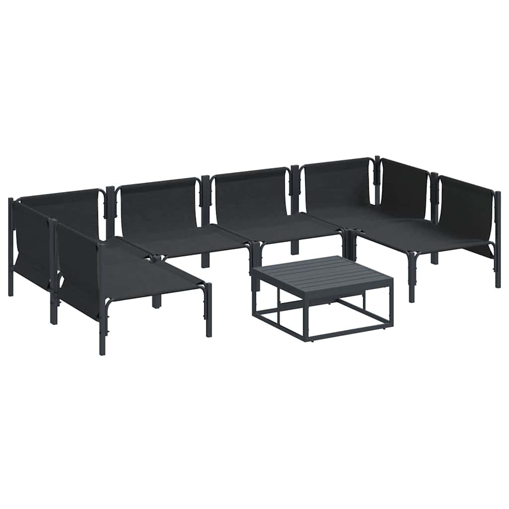 vidaXL Garden Sofa Set 7 pcs Black Steel 6