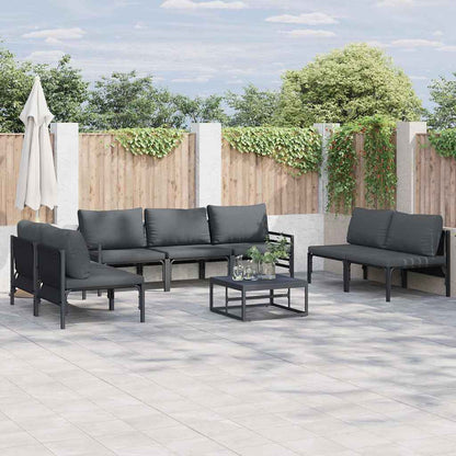 vidaXL Garden Sofa Set 7 pcs Black Steel 1