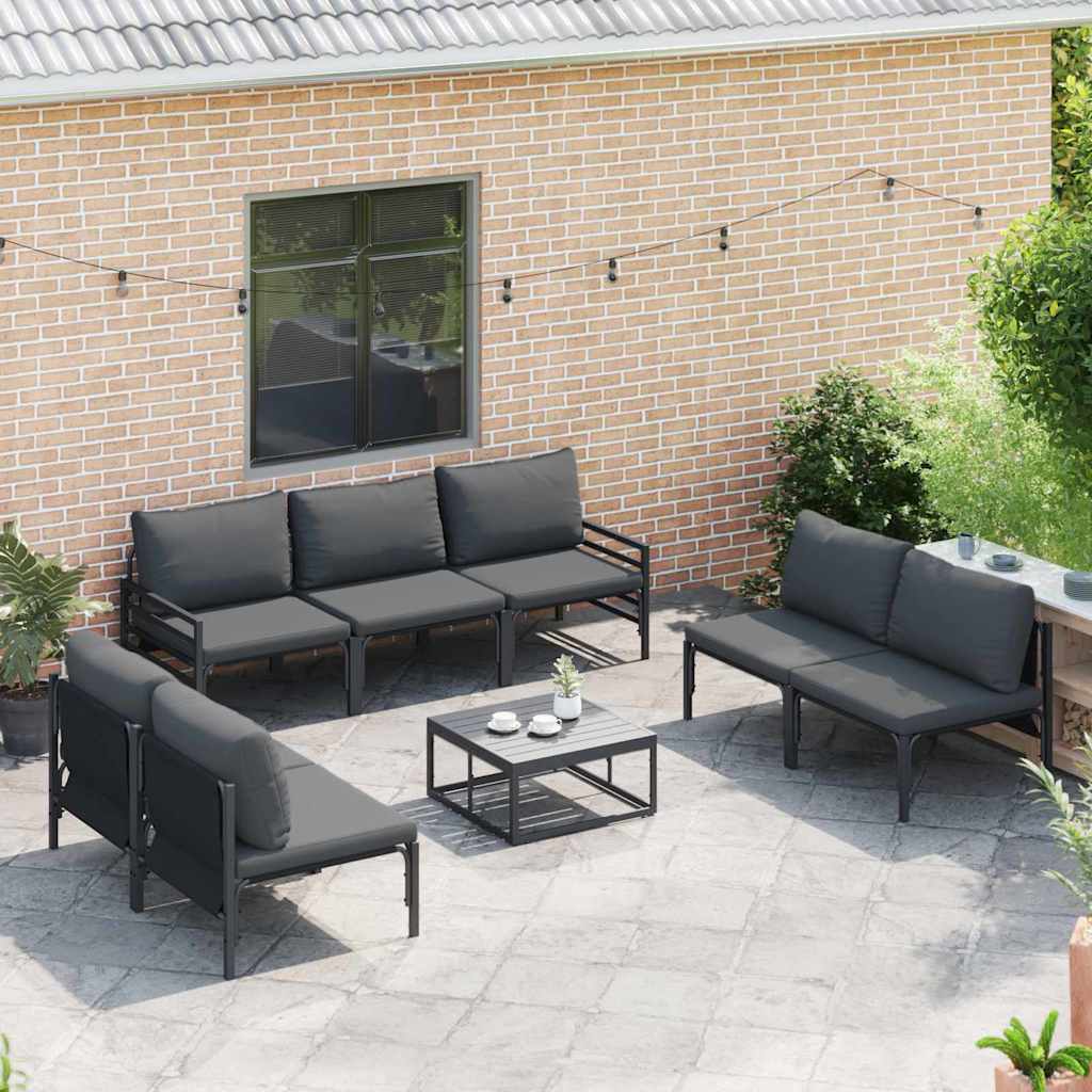 vidaXL Garden Sofa Set 7 pcs Black Steel 3
