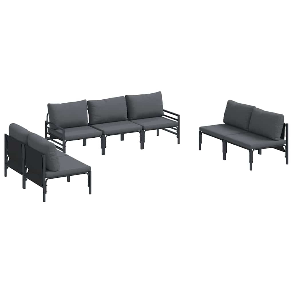 vidaXL Garden Sofa Set 7 pcs Black Steel 2