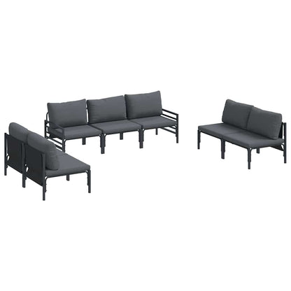 vidaXL Garden Sofa Set 7 pcs Black Steel 2