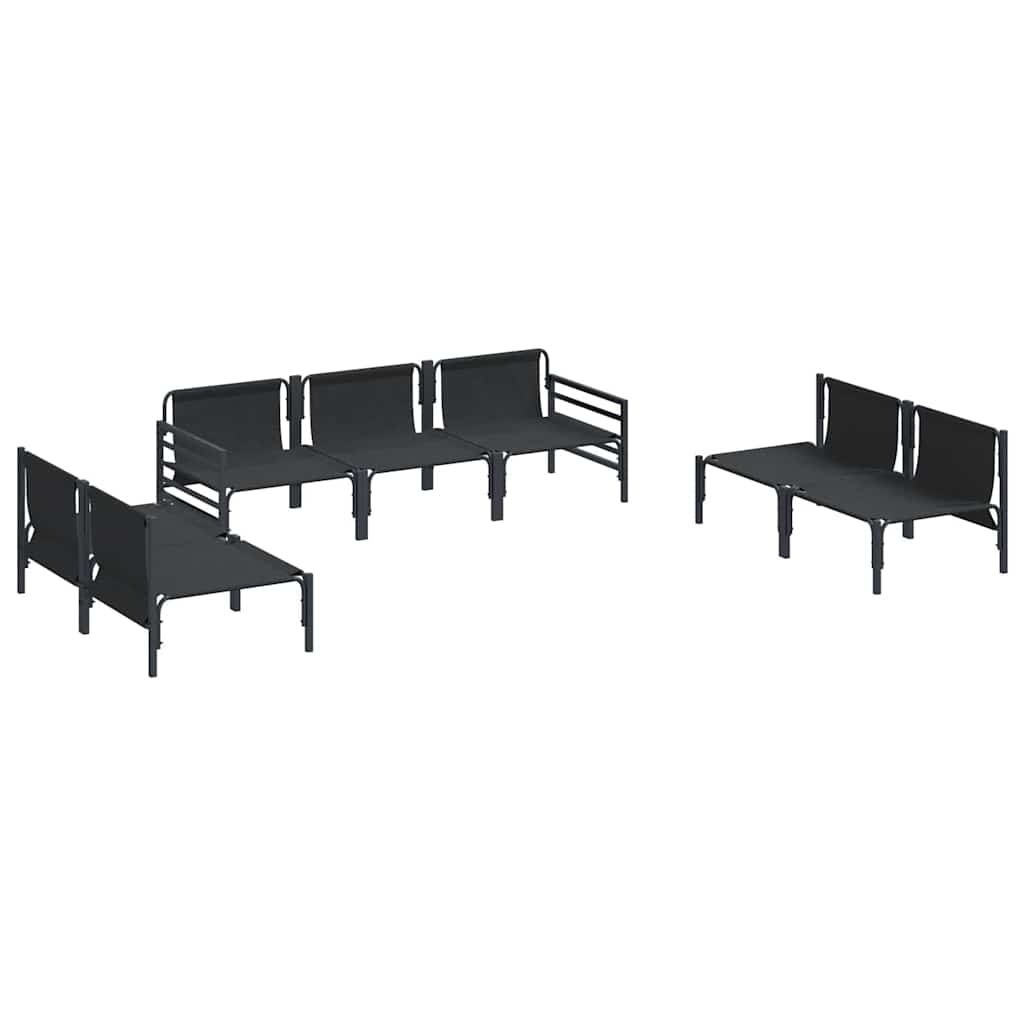 vidaXL Garden Sofa Set 7 pcs Black Steel 5
