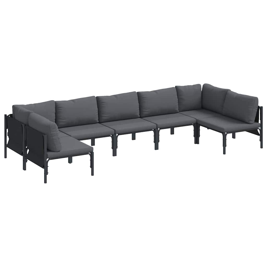 vidaXL Garden Sofa Set 7 pcs Black Steel 2