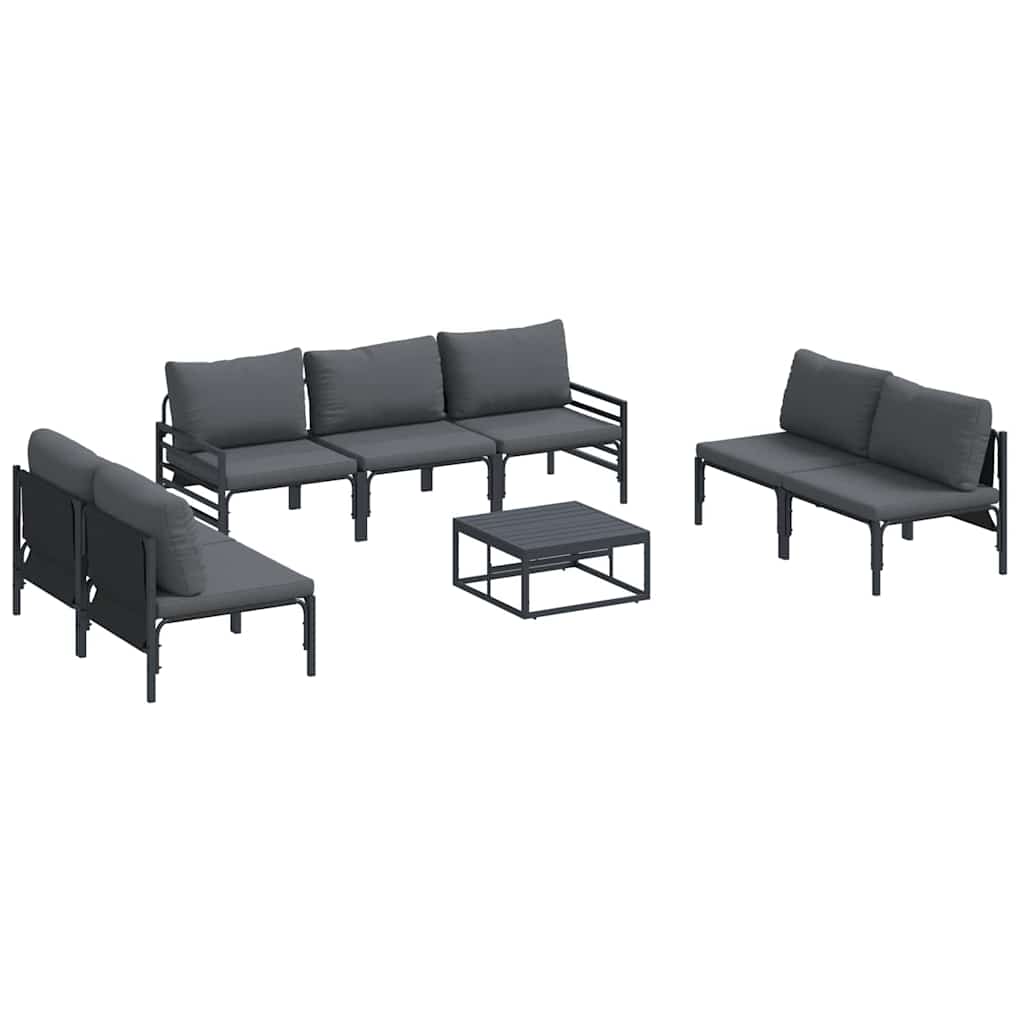 vidaXL Garden Sofa Set 8 pcs Black Steel 2