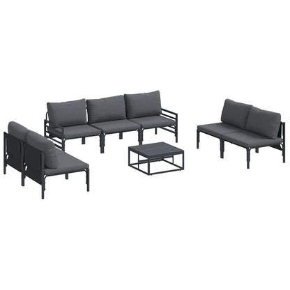 vidaXL Garden Sofa Set 8 pcs Black Steel 2
