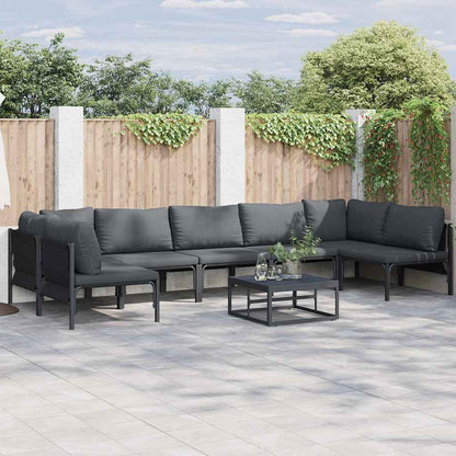 vidaXL Garden Sofa Set 8 pcs Black Steel 1