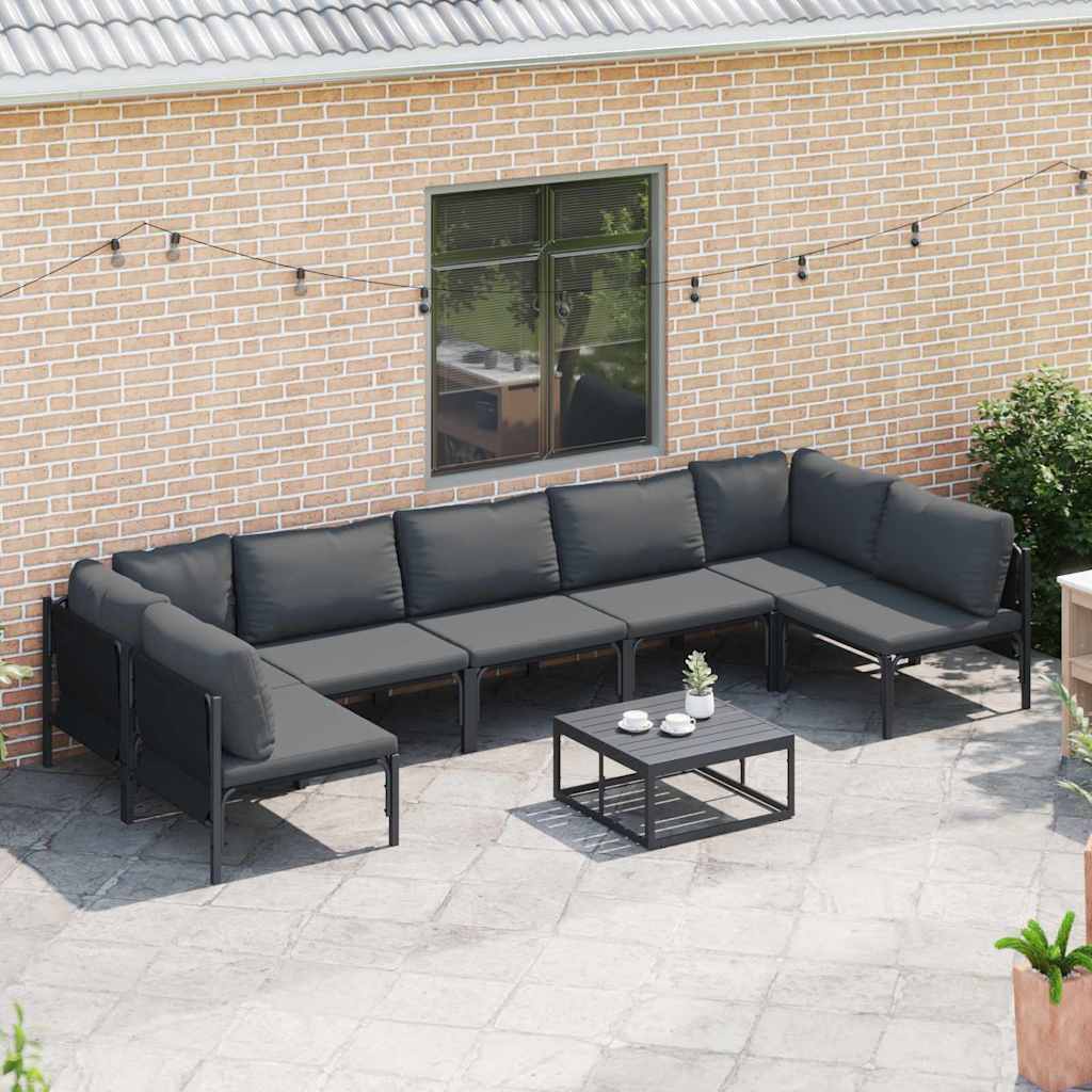vidaXL Garden Sofa Set 8 pcs Black Steel 3