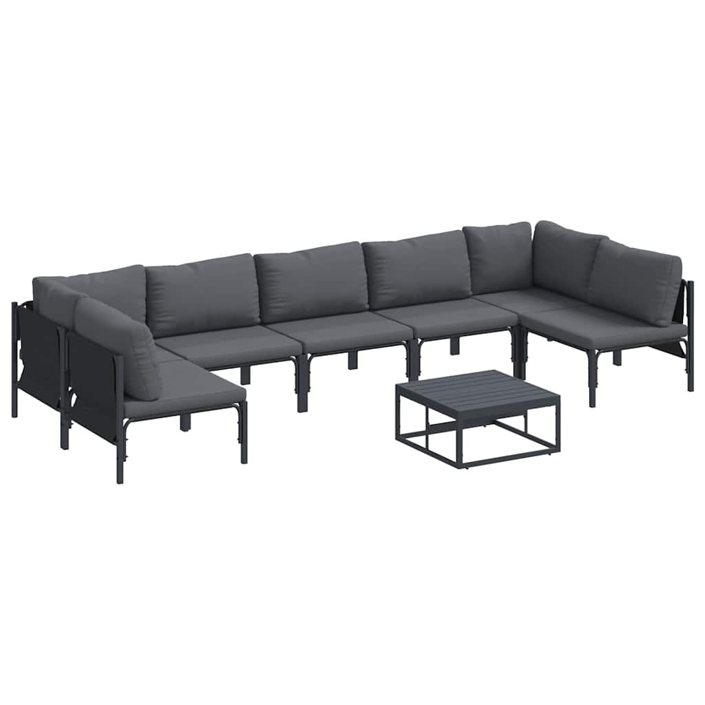vidaXL Garden Sofa Set 8 pcs Black Steel 2