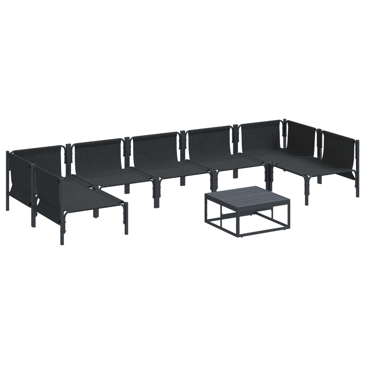 vidaXL Garden Sofa Set 8 pcs Black Steel 6