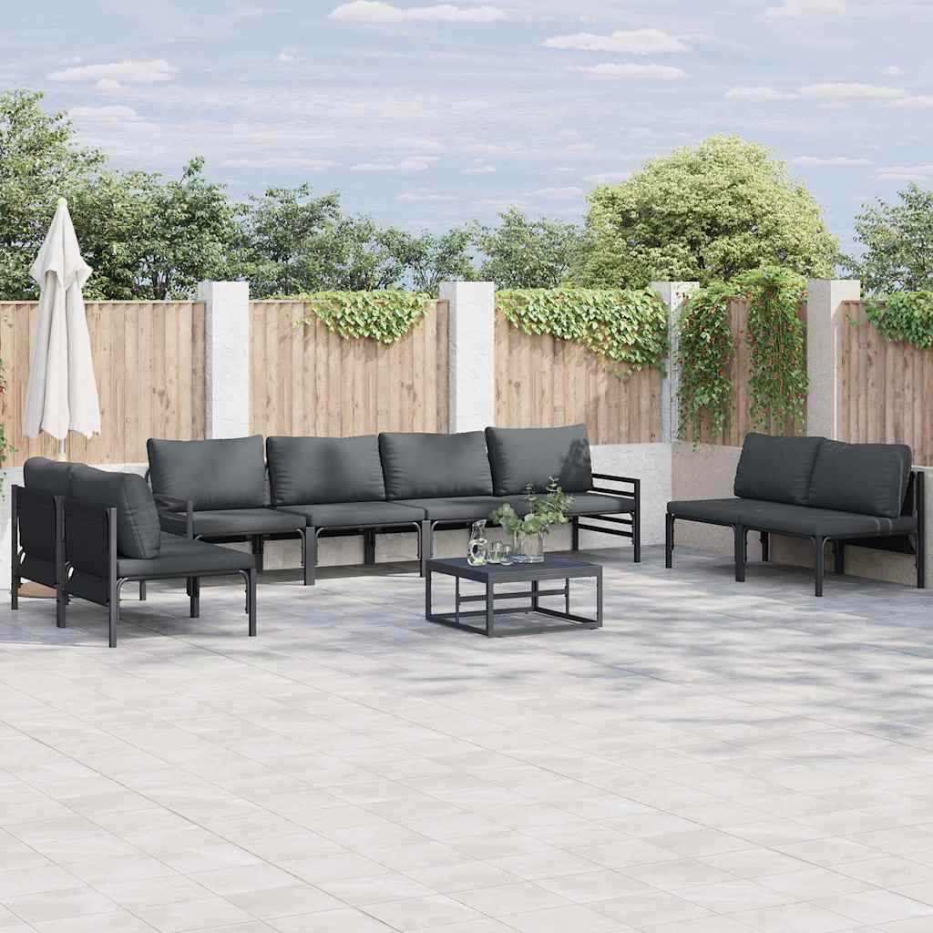 vidaXL Garden Sofa Set 8 pcs Black Steel 1