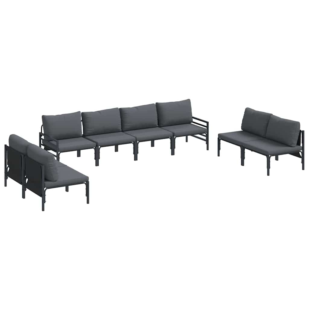 vidaXL Garden Sofa Set 8 pcs Black Steel 2