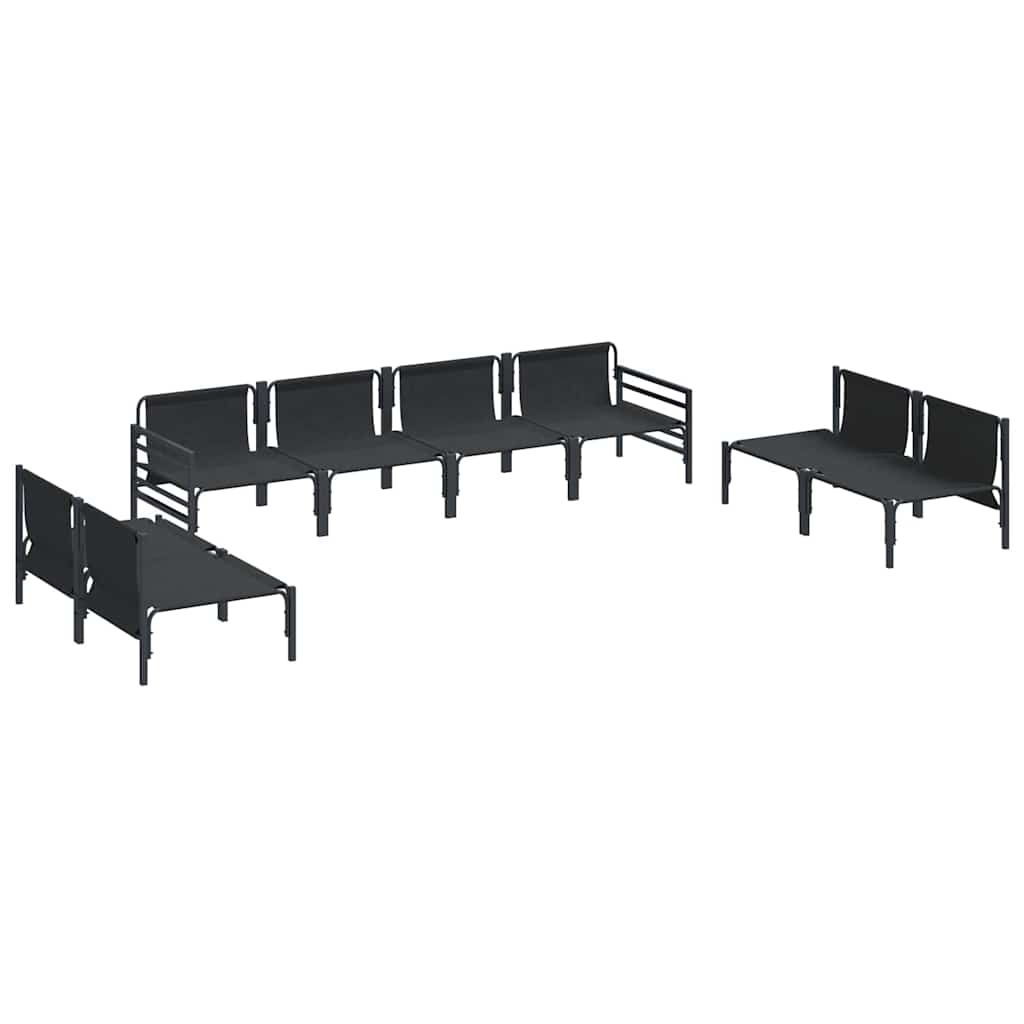 vidaXL Garden Sofa Set 8 pcs Black Steel 5