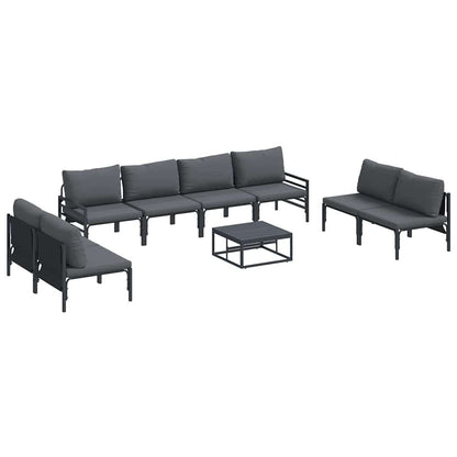 vidaXL Garden Sofa Set 9 pcs Black Steel 2