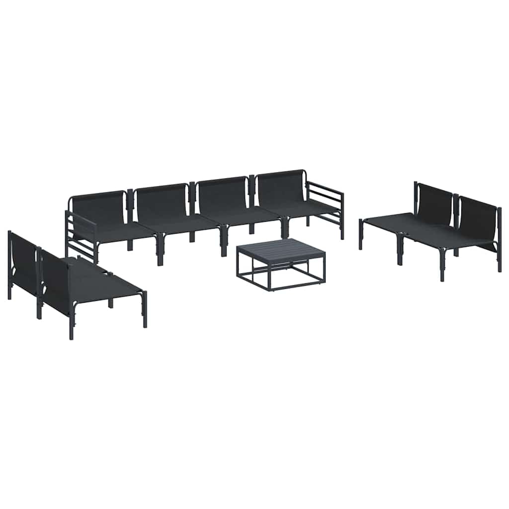 vidaXL Garden Sofa Set 9 pcs Black Steel 6