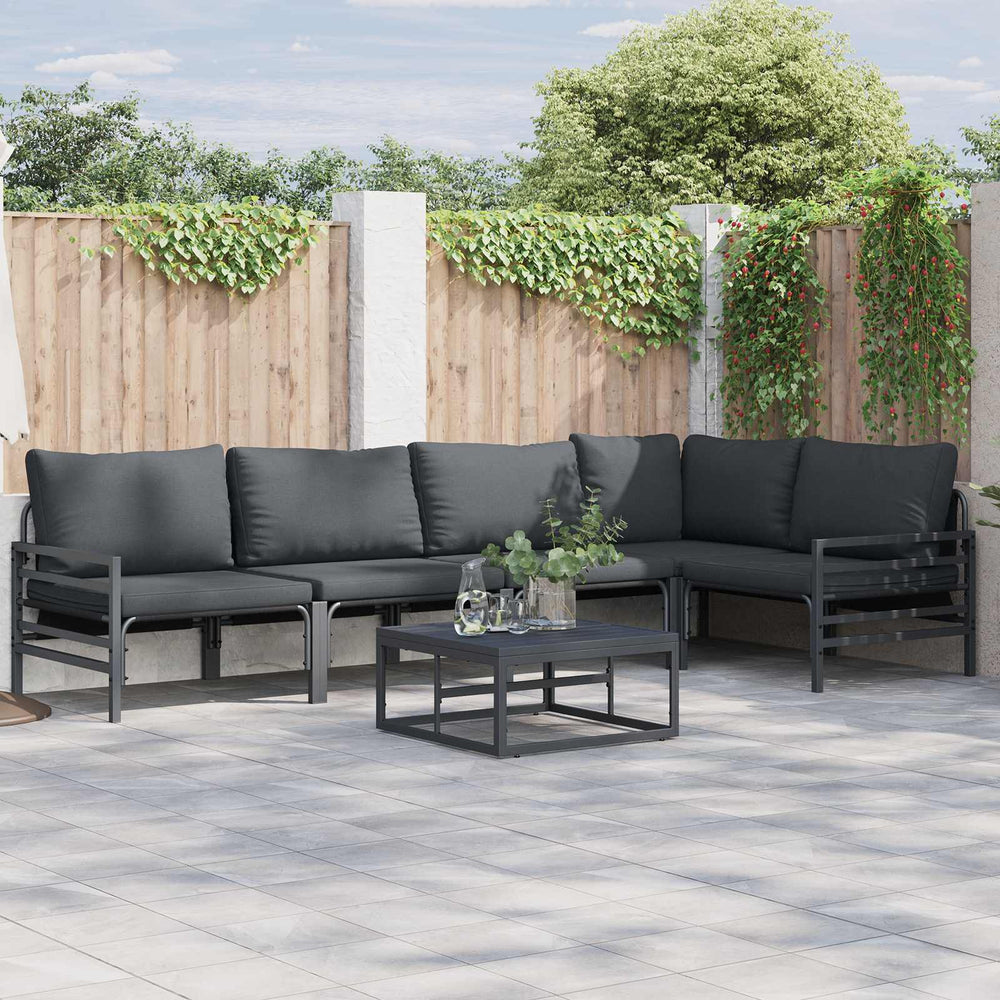 vidaXL Garden Sofa Set 6 pcs Black Steel