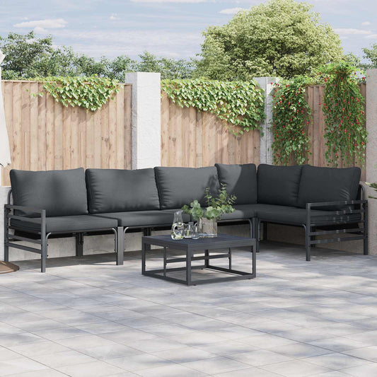 vidaXL Garden Sofa Set 6 pcs Black Steel 1