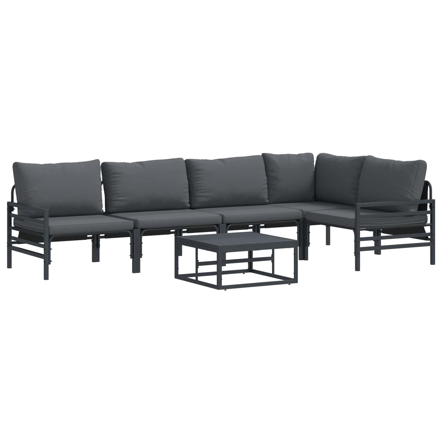 vidaXL Garden Sofa Set 6 pcs Black Steel 2