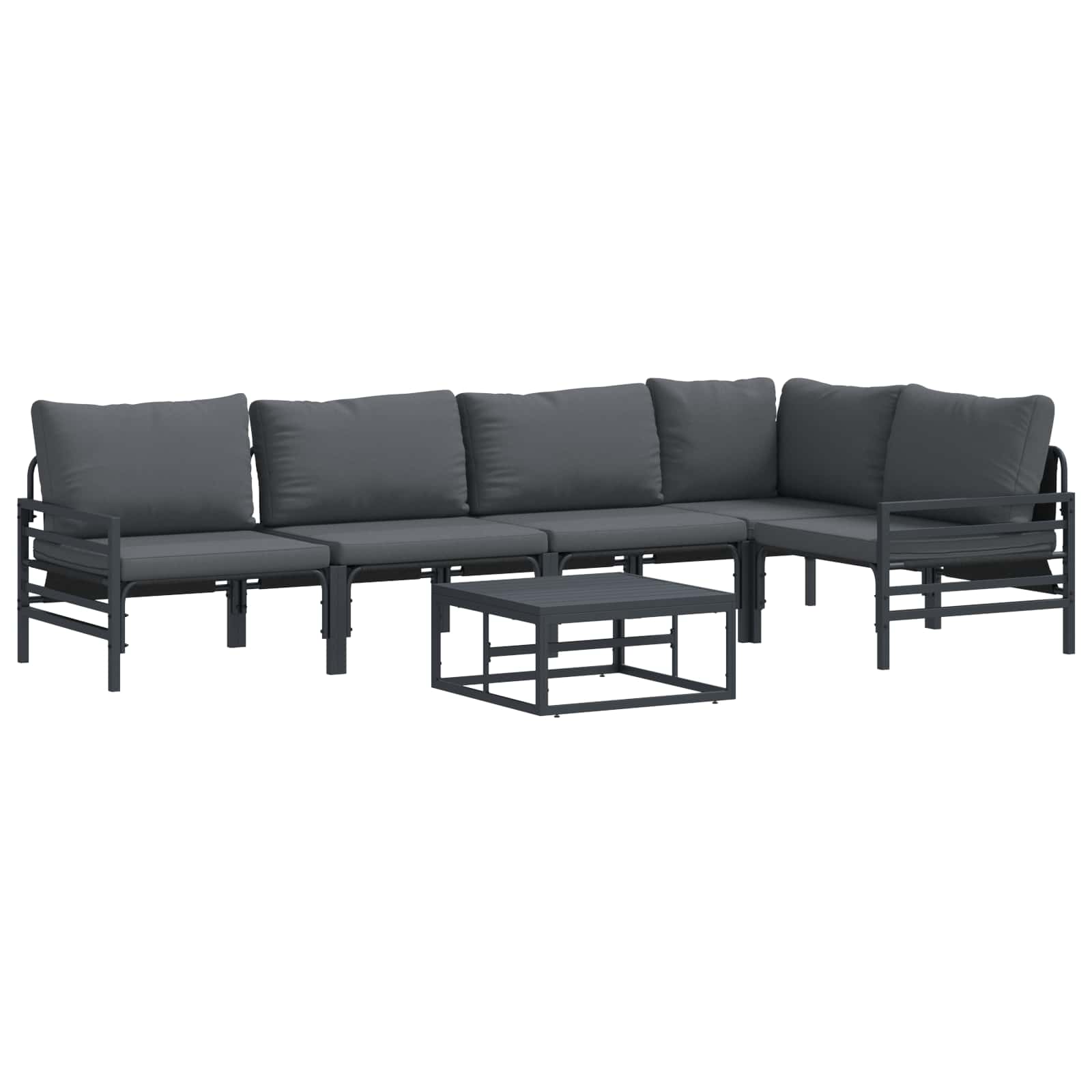 vidaXL Garden Sofa Set 6 pcs Black Steel 2