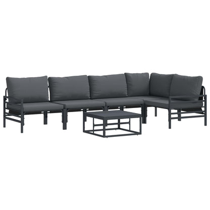 vidaXL Garden Sofa Set 6 pcs Black Steel 2
