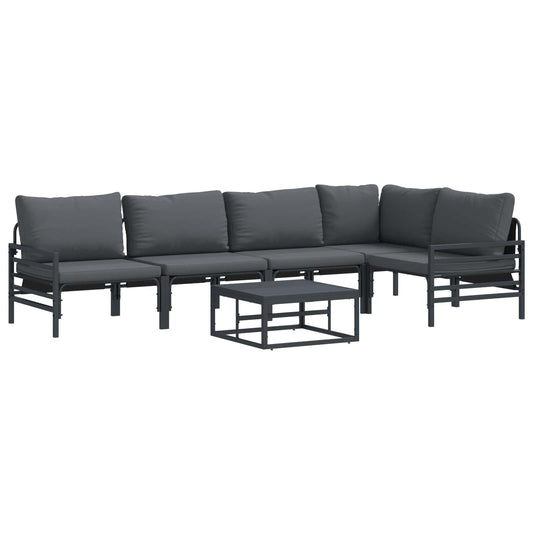 vidaXL Garden Sofa Set 6 pcs Black Steel 2