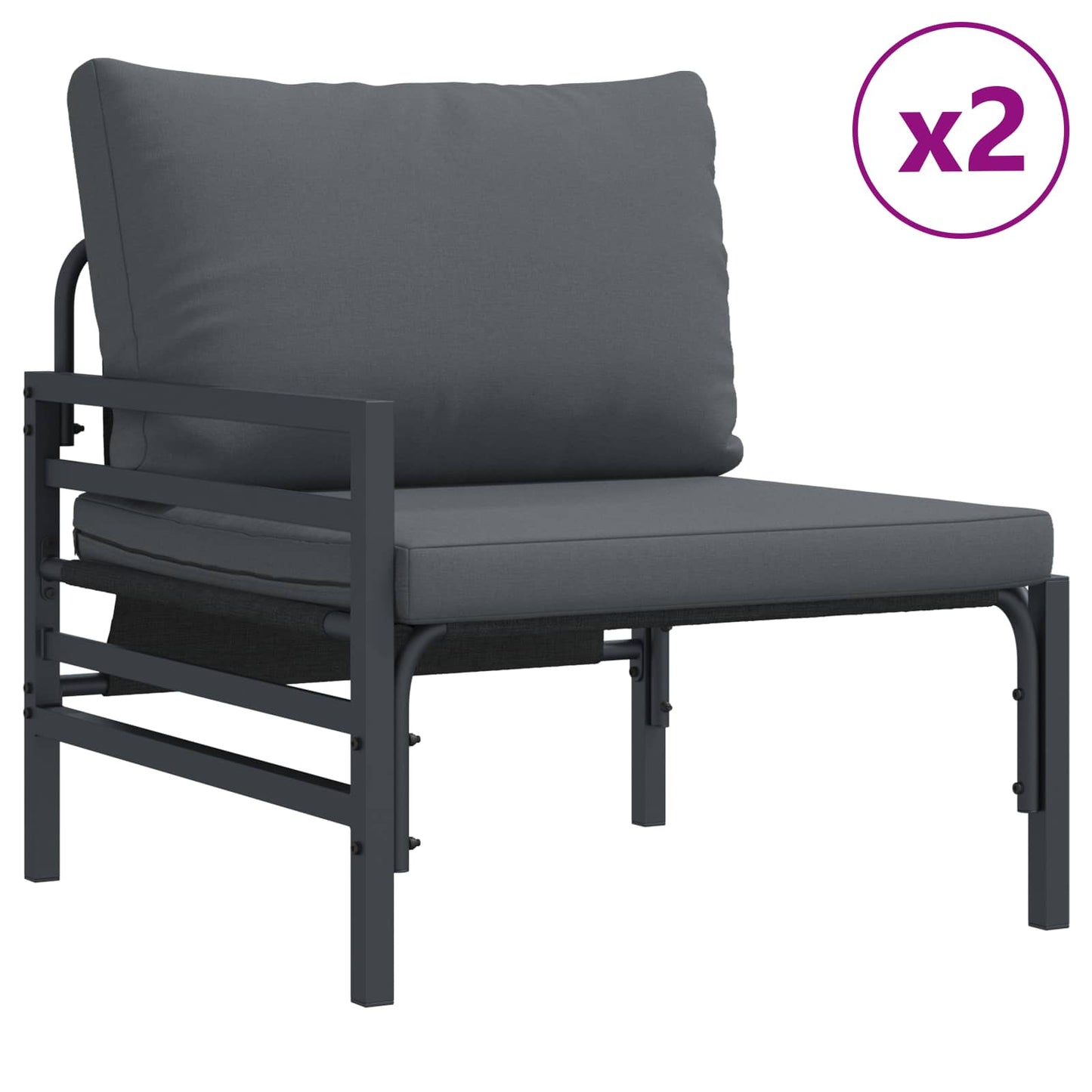 vidaXL Garden Sofa Set 6 pcs Black Steel 3