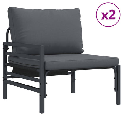 vidaXL Garden Sofa Set 6 pcs Black Steel 3