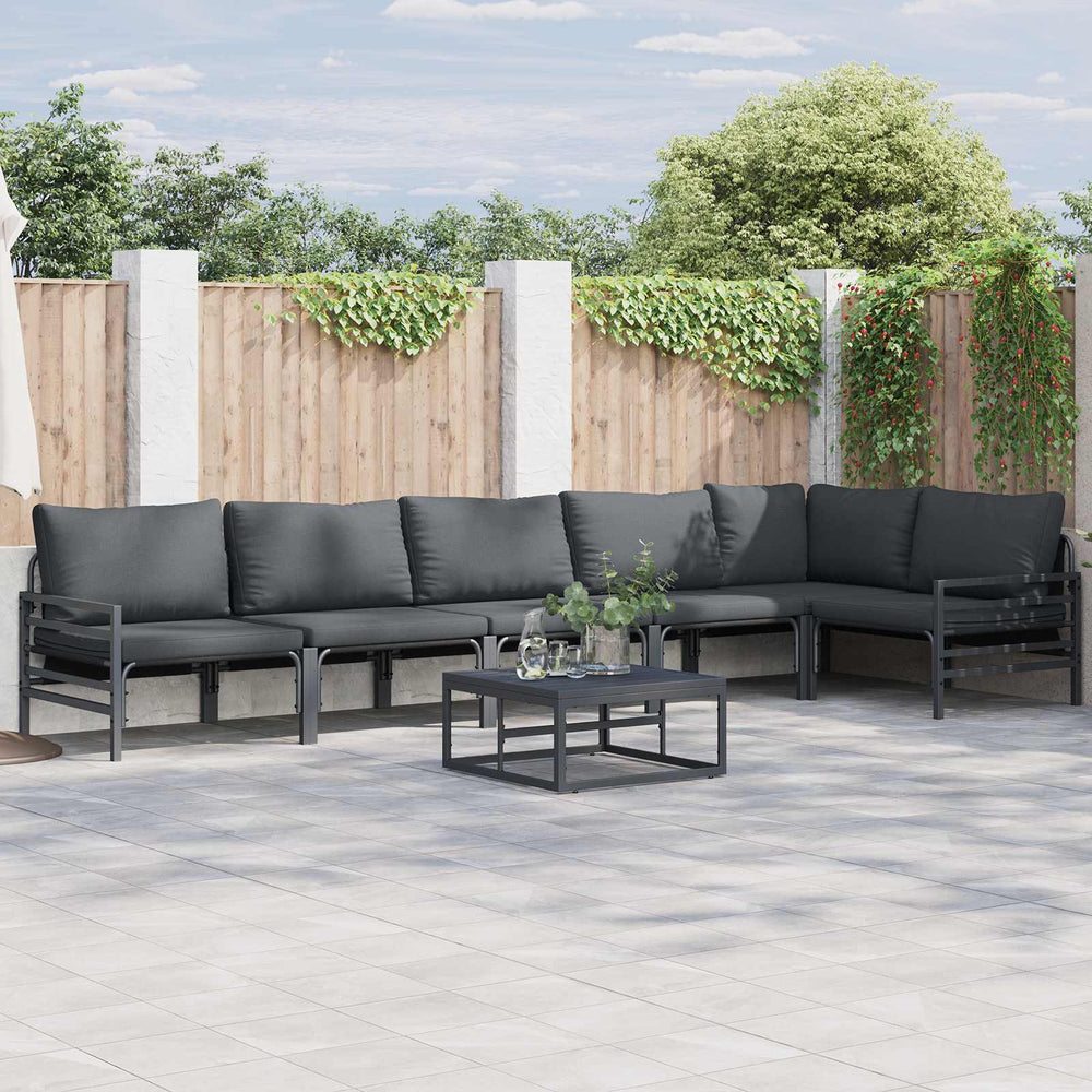 vidaXL Garden Sofa Set 6 pcs Black Steel