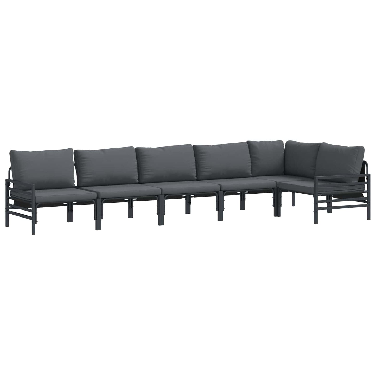 vidaXL Garden Sofa Set 6 pcs Black Steel 2