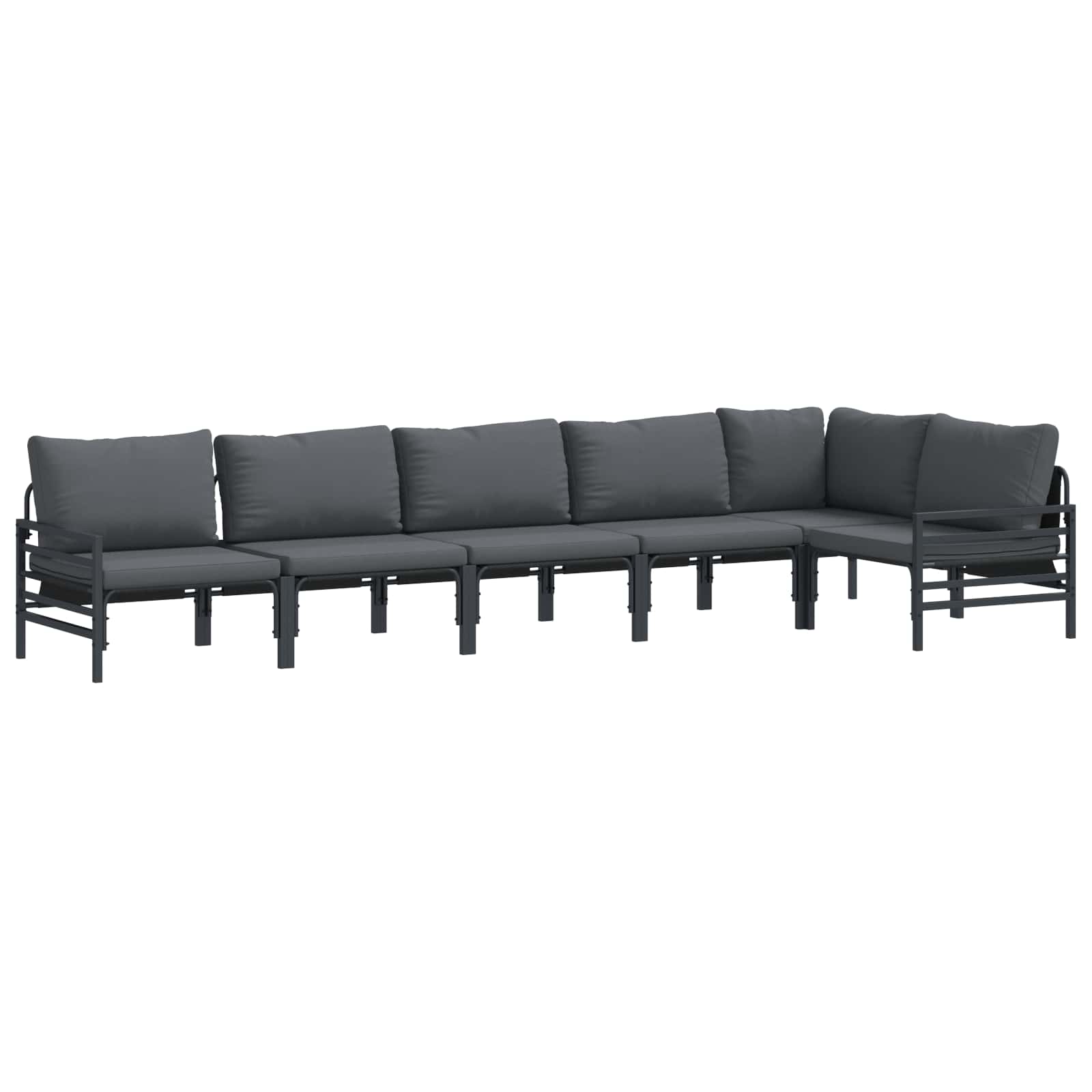 vidaXL Garden Sofa Set 6 pcs Black Steel 2