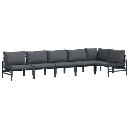 vidaXL Garden Sofa Set 6 pcs Black Steel 2