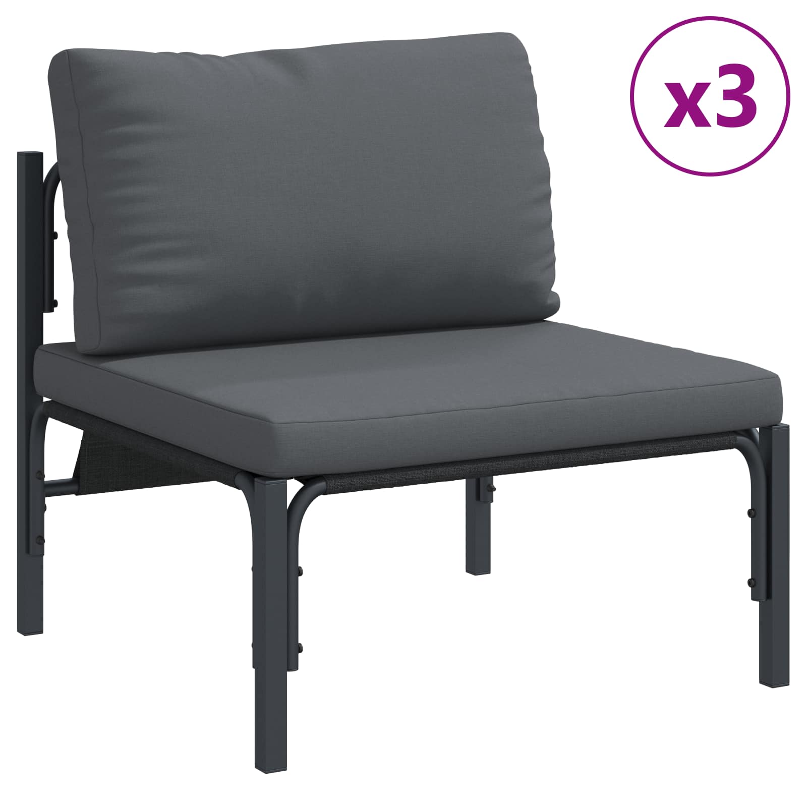 vidaXL Garden Sofa Set 6 pcs Black Steel 4