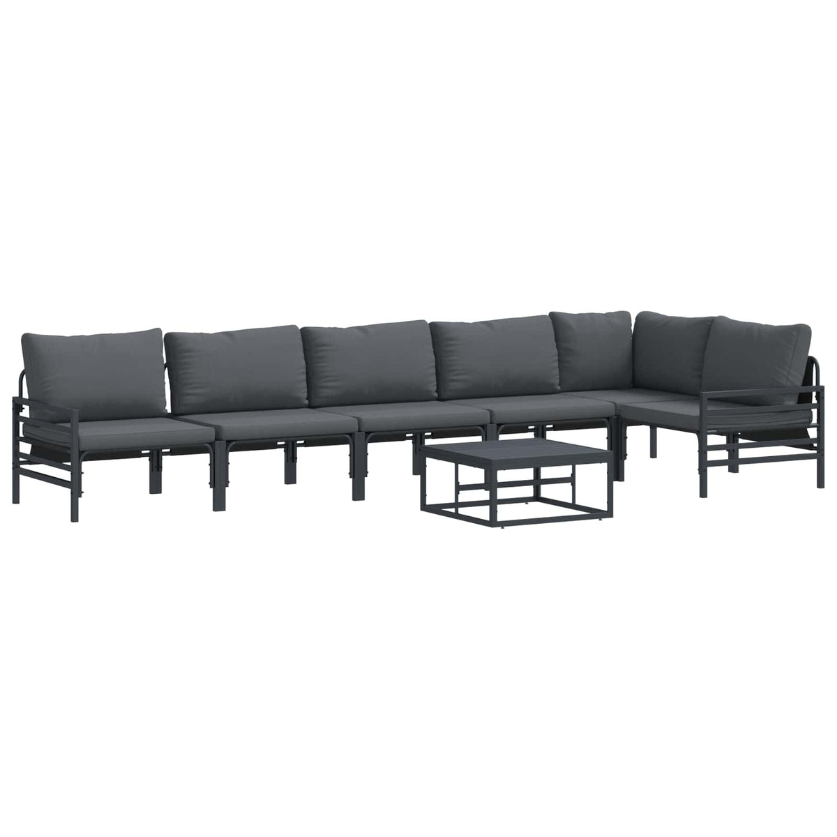 vidaXL Garden Sofa Set 7 pcs Black Steel 2