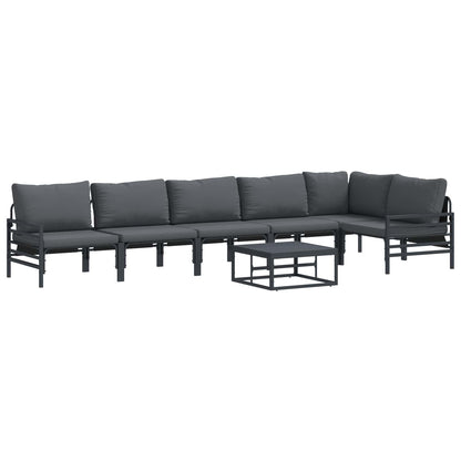 vidaXL Garden Sofa Set 7 pcs Black Steel 2