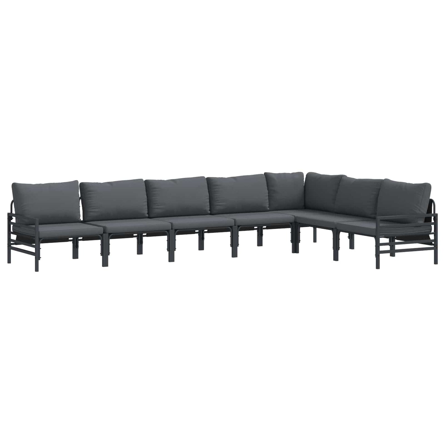 vidaXL Garden Sofa Set 7 pcs Black Steel 2