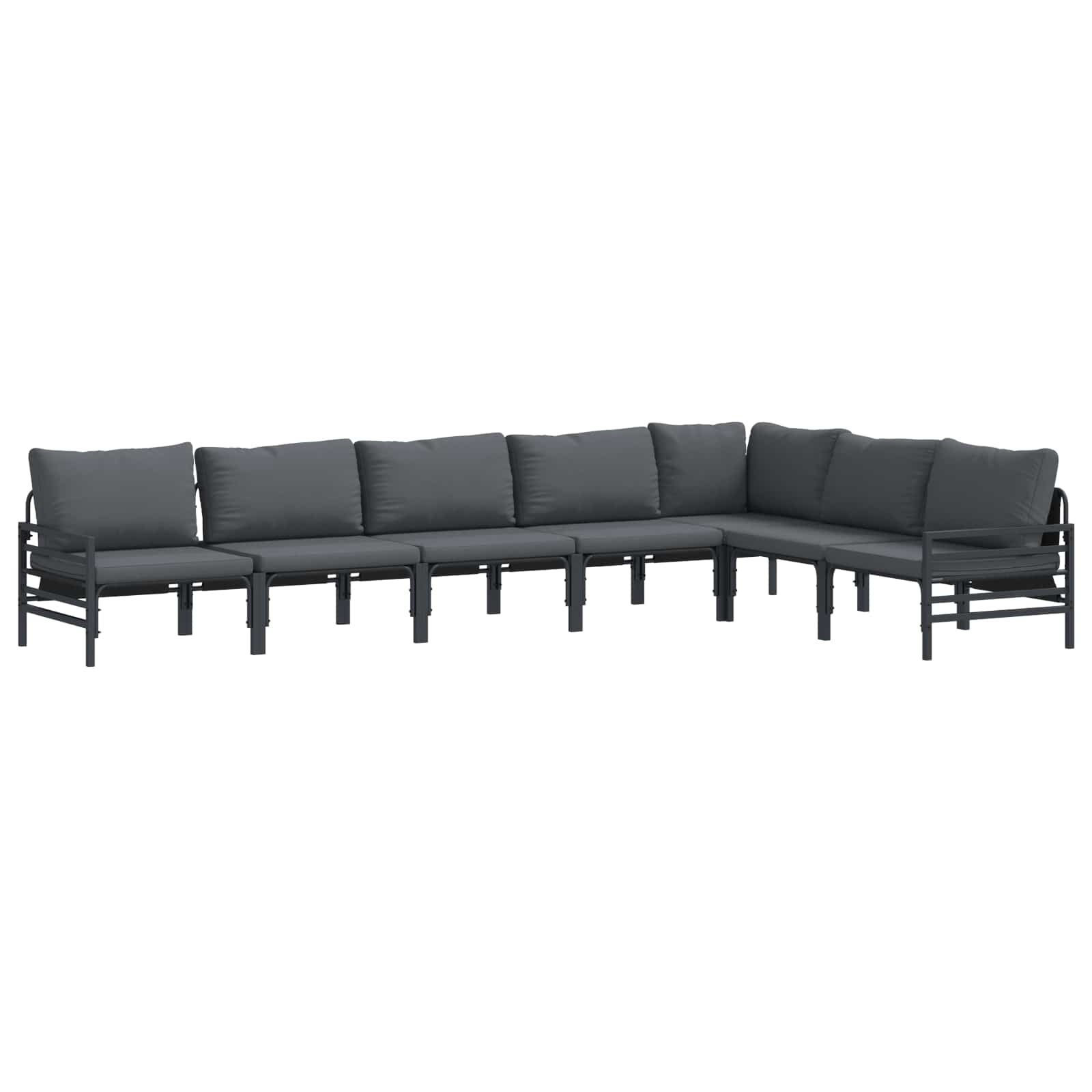 vidaXL Garden Sofa Set 7 pcs Black Steel 2