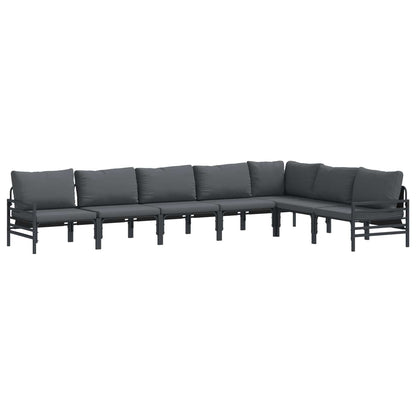vidaXL Garden Sofa Set 7 pcs Black Steel 2