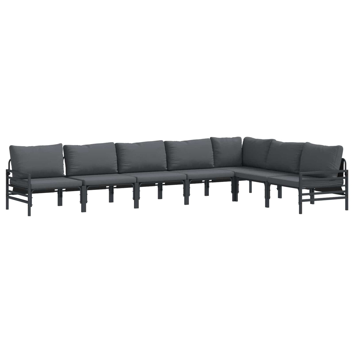 Garden Sofa Set 7 pcs Black Steel without table