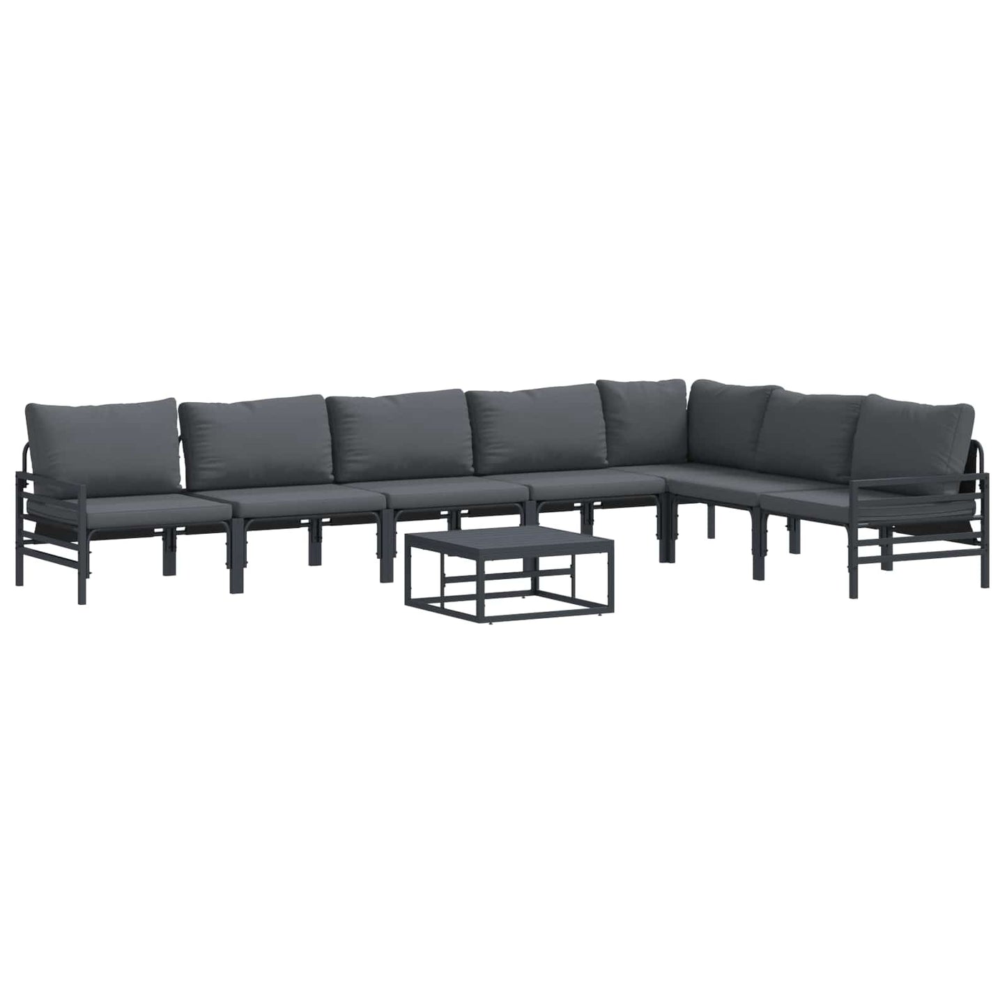 vidaXL Garden Sofa Set 8 pcs Black Steel 2