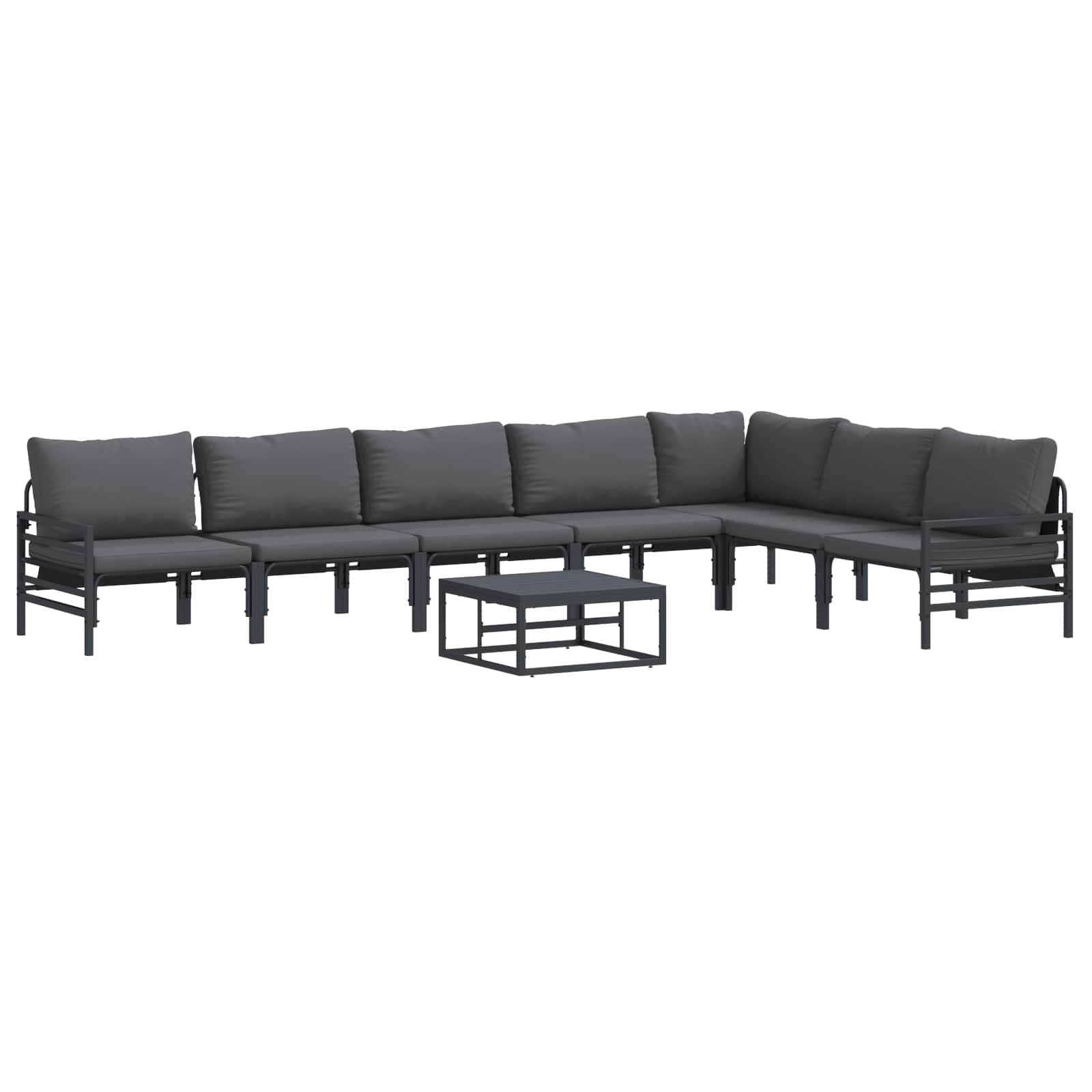 vidaXL Garden Sofa Set 8 pcs Black Steel 2