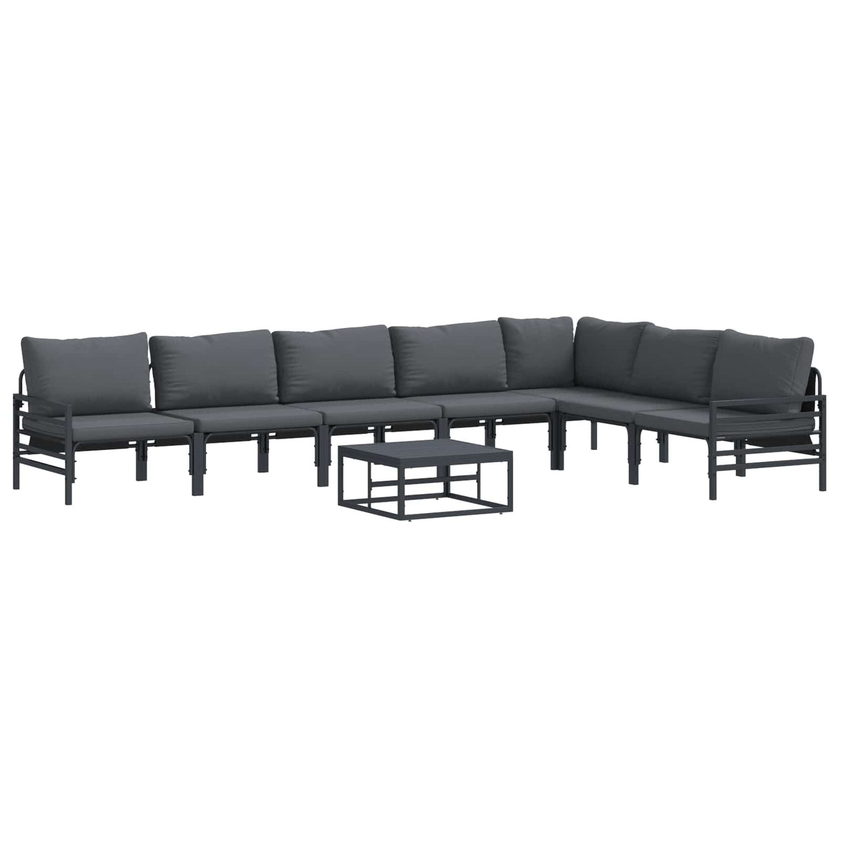 Garden Sofa Set 7 pcs Black Steel with table