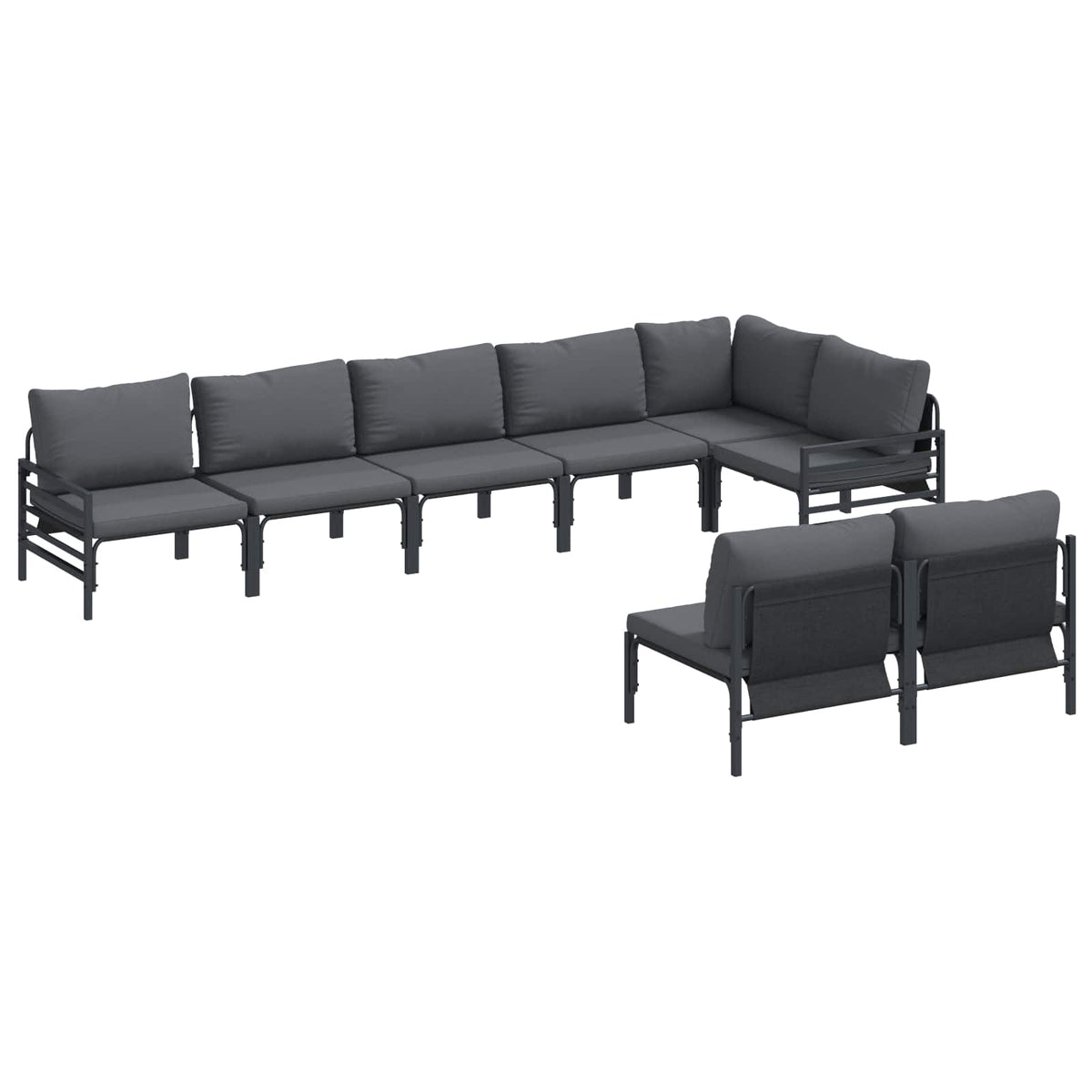 vidaXL Garden Sofa Set 8 pcs Black Steel 2