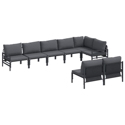 vidaXL Garden Sofa Set 8 pcs Black Steel 2