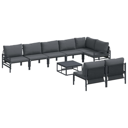 vidaXL Garden Sofa Set 9 pcs Black Steel 2